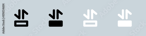 Series icon set in black and white. Episode signs vector illustration.