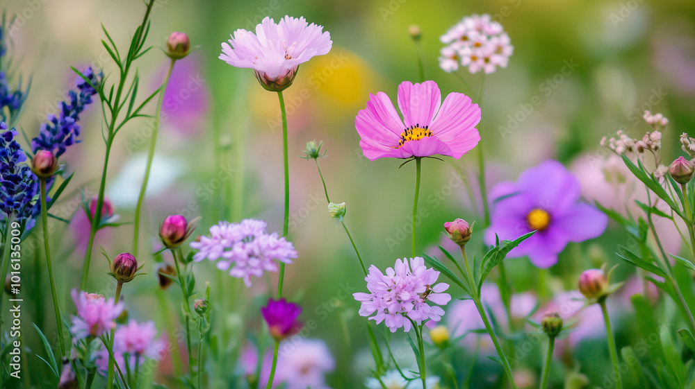 bright and beautiful wild flowers in the field bright and beautiful wild flowers in the field