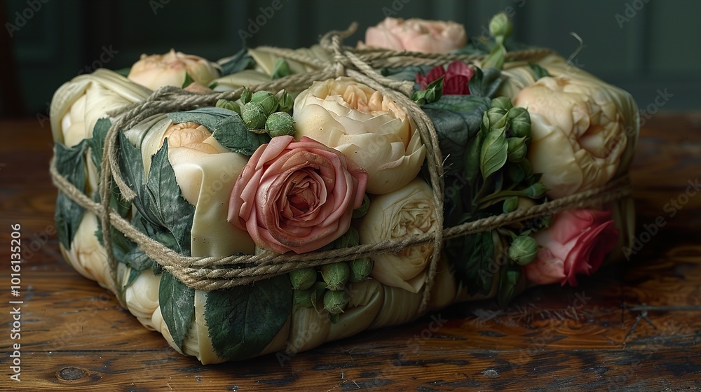 A Delicate Bouquet of Roses Wrapped in Twine A Delicate Bouquet of Roses Wrapped in Twine