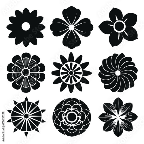 Flower icon, vector flowers pot icon, black and white illustration, silhouette design. Perfect for branding, this illustration.