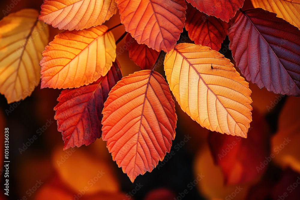 Close-up of brightly colored autumn leaves in shades of red, orange, and yellow, showcasing detailed leaf texture and vibrant fall foliage against a blurred background. Close-up of brightly colored autumn leaves in shades of red, orange, and yellow, showcasing detailed leaf texture and vibrant fall foliage against a blurred background.