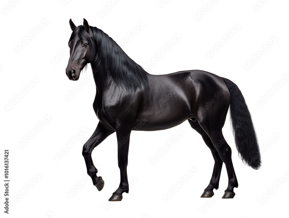 A black horse isolated on transparent background A black horse isolated on transparent background