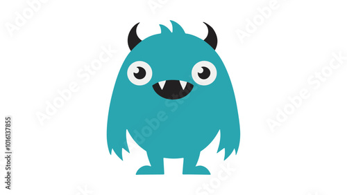 cartoon smiling blue monster illustration