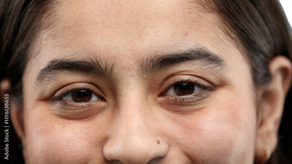 Obraz premium Woman's eyes, close-up, on a white background