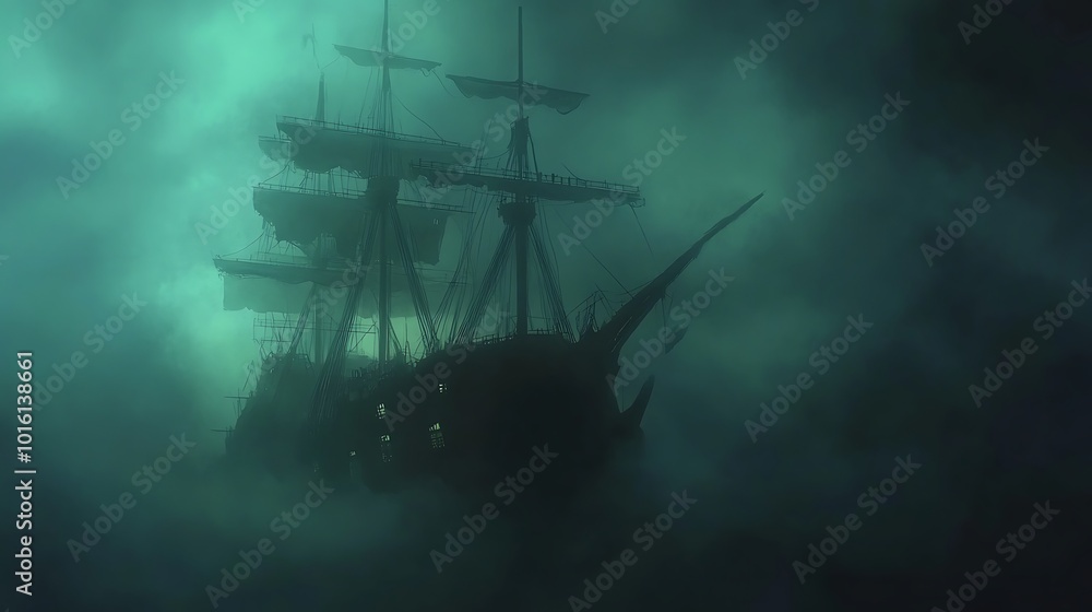 A Mysterious Ship Disappears Into the Mist. A Mysterious Ship Disappears Into the Mist.