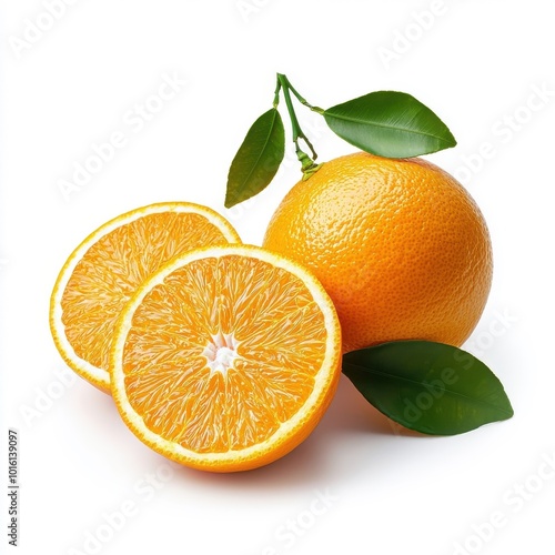 Fresh orange fruit isolated on a white background.