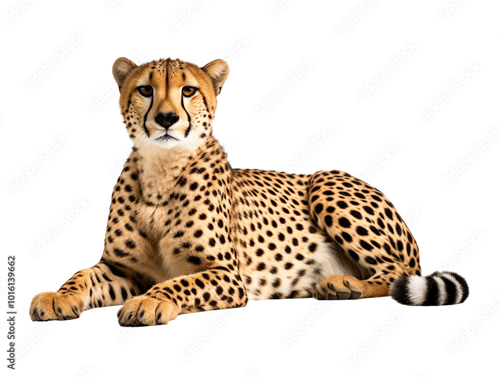 Fototapeta premium a cheetah laying down isolated on transparent background