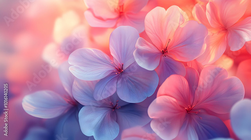 Pink and Blue Floral Illustration - Delicate Petals and Soft Hues