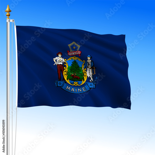 Maine US federal state waving flag, United States, vector illustration photo