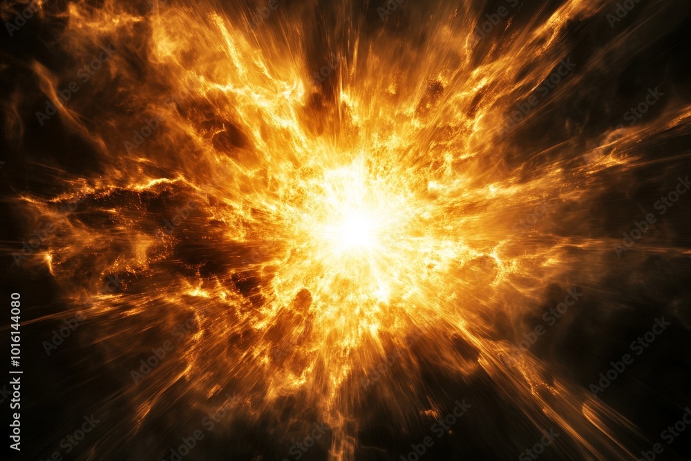 A stunning visual of a cosmic explosion with swirling golden light and intense fire bursts, capturing the raw energy of a stellar event. A stunning visual of a cosmic explosion with swirling golden light and intense fire bursts, capturing the raw energy of a stellar event.