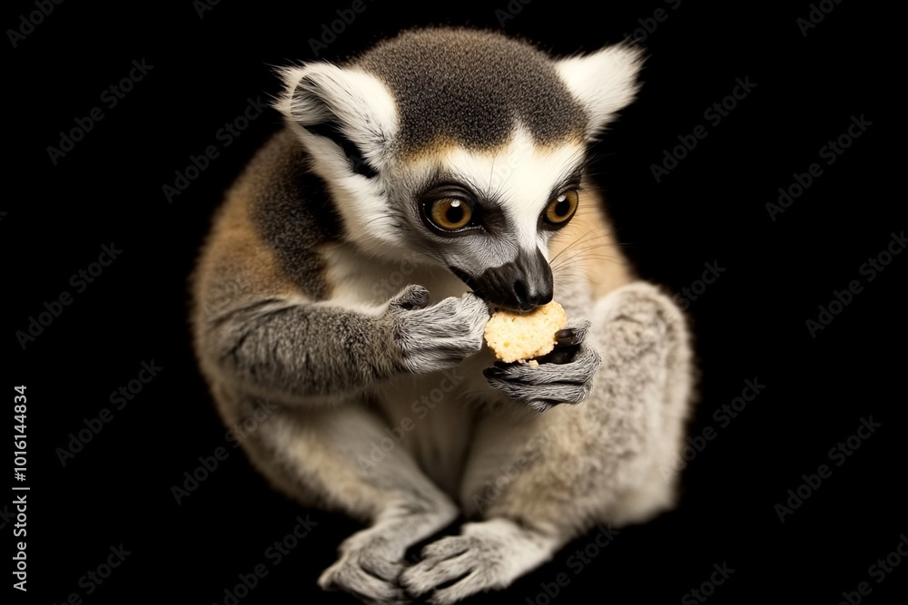 A cute little lemur sitting and enjoying snack, showcasing its playful nature and expressive eyes. This adorable creature captures attention with its unique features and charming demeanor A cute little lemur sitting and enjoying snack, showcasing its playful nature and expressive eyes. This adorable creature captures attention with its unique features and charming demeanor