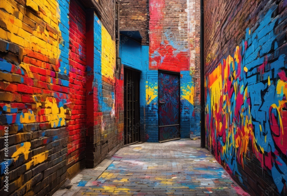 Fototapeta premium vibrant graffiti patterns textured walls showcasing aesthetic urban influence street art, mural, color, spray, design, contemporary, creative, visuals