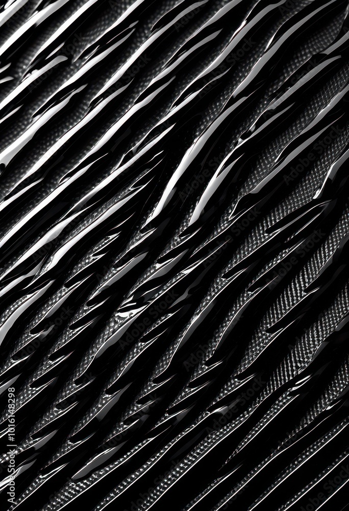 Obraz premium captivating close polished carbon fiber surface highlighting intricate textures reflections, detail, pattern, glossy, design, material, weave, shine, smooth