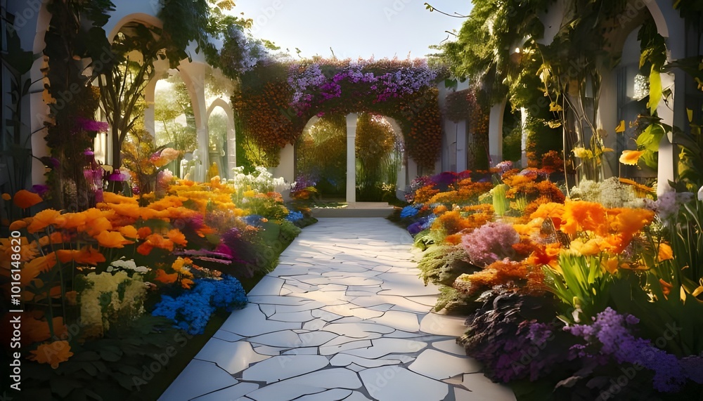 Fototapeta premium garden with flowers