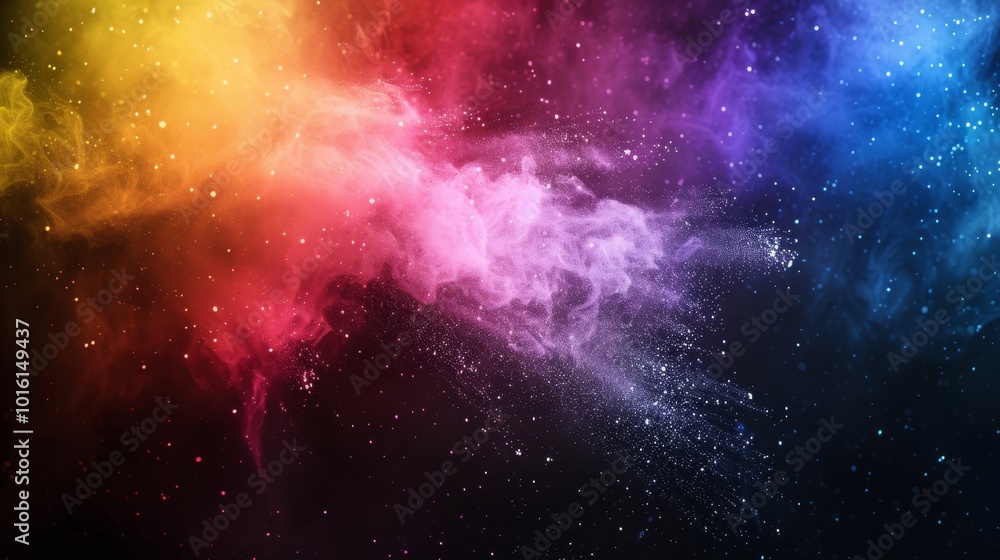 Naklejka premium A cosmic blend of vibrant colors and ethereal trails creating an expansive nebula, capturing the awe-inspiring beauty of the universe.