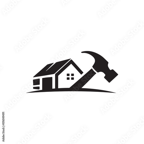 a home logo design, company building logo, house service logo black and white