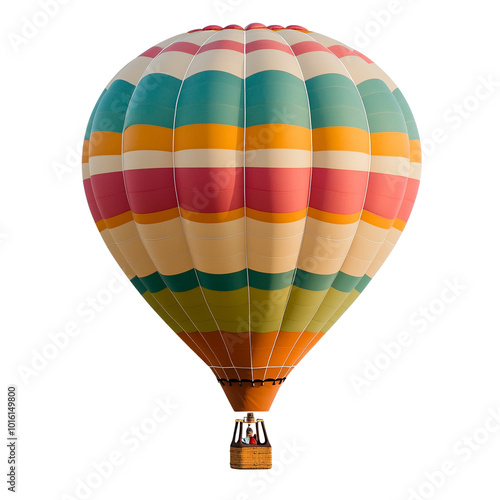 Colorful hot air balloon on a white isolated background.