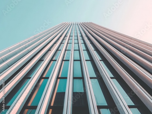 Modern Building with Vertical Lines in Close-Up View