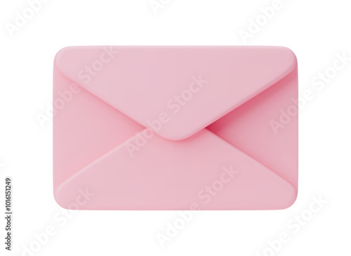Realistic closed pink envelope. Pink love letter, heart postcard. Invitation, Message, Letter Template. 3D realistic illustration Valentines envelope letter on white background.