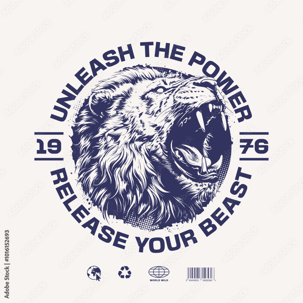 Roaring Lion Grunge Vector Emblem Design Roaring Lion Grunge Vector Emblem Design