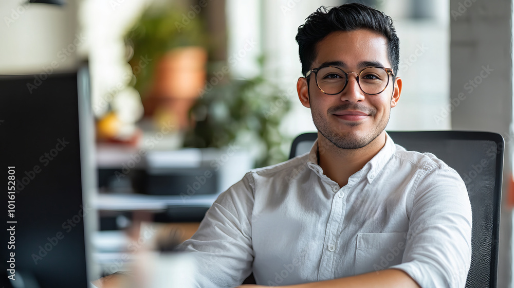 Fototapeta premium LGBTQ Employee Showing Pride in the Office