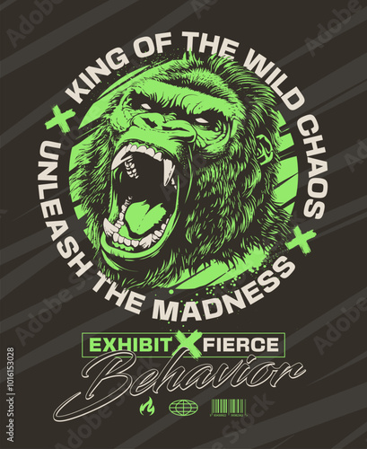 Streetwear Design With Fierce Gorilla