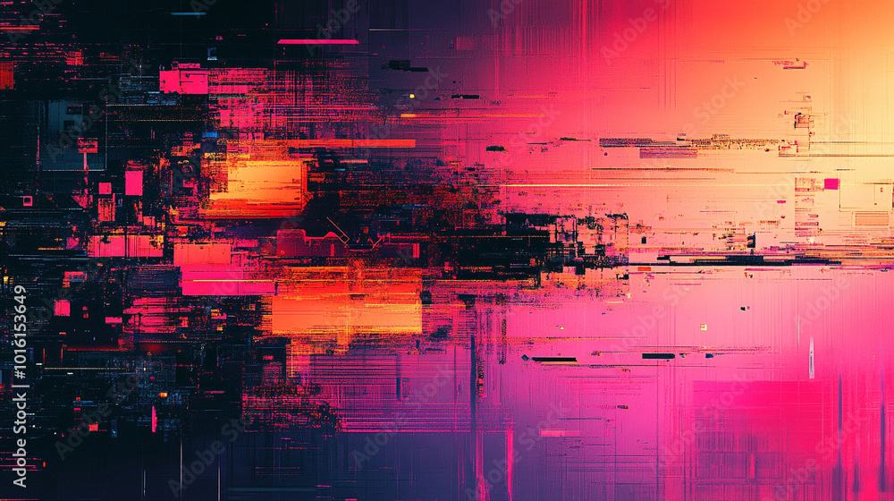 Obraz premium abstract digital user interface featuring vibrant pixels and intricate patterns. This design symbolizes innovation, technology, and the evolution of human-computer interaction in a digital age