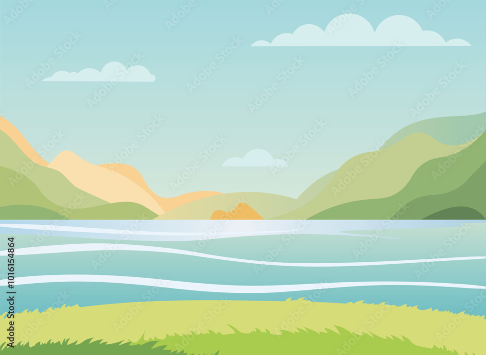 Obraz premium 静かな湖畔の風景