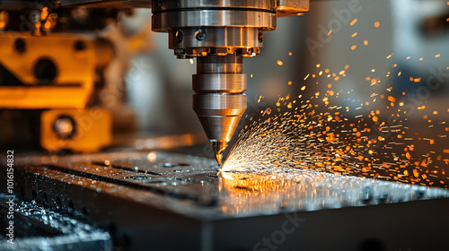 A CNC milling machine performing rough cutting on a steel mold, showcasing the precision and power of industrial tooling in a workshop setting.