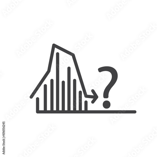 Question mark over a financial graph vector business illustration background icon design