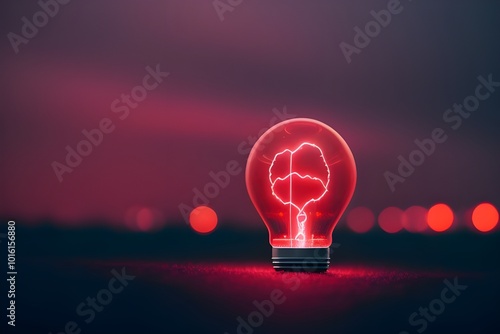 Captivating Red Lightning Strike Isolated on Clear Background for Graphics photo