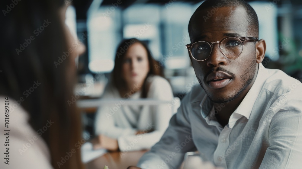 A thoughtful individual in discussion, conveying focus and engagement in a social or business setting. A thoughtful individual in discussion, conveying focus and engagement in a social or business setting.