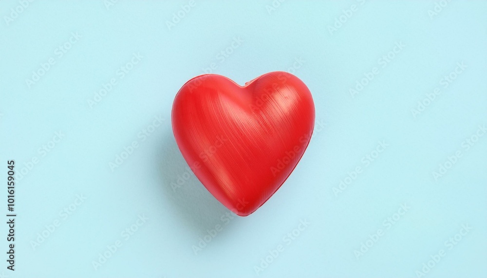 red heart; on a blue pastel background. .Minimal concept red heart; on a blue pastel background. .Minimal concept