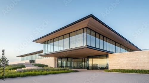 A large building with a glass roof and a large glass window