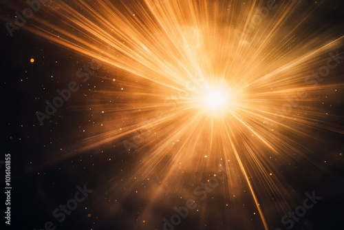 An awe-inspiring burst of light radiates golden beams across the darkness, capturing the essence of cosmic beauty and the boundless energy of the universe.