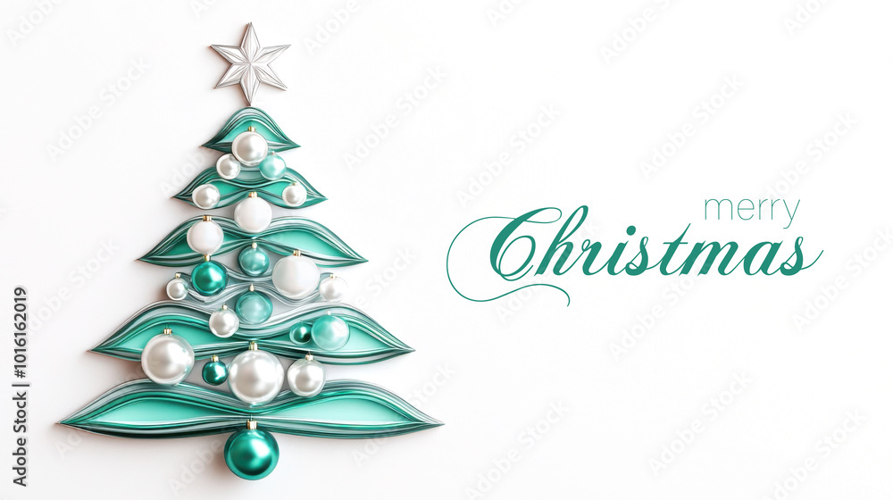 Elegant minimalist christmas tree with metallic decorations and white background Elegant minimalist christmas tree with metallic decorations and white background
