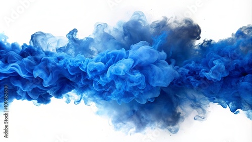 Blue Smoke Explosion Expanding Outward in Delicate Swirls