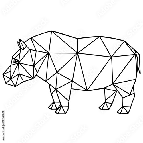 Geometric Hippo: Low Poly Animal Illustration 