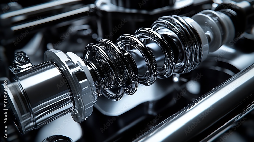 Detailed View of a Car Suspension Shock Absorber System Detailed View of a Car Suspension Shock Absorber System