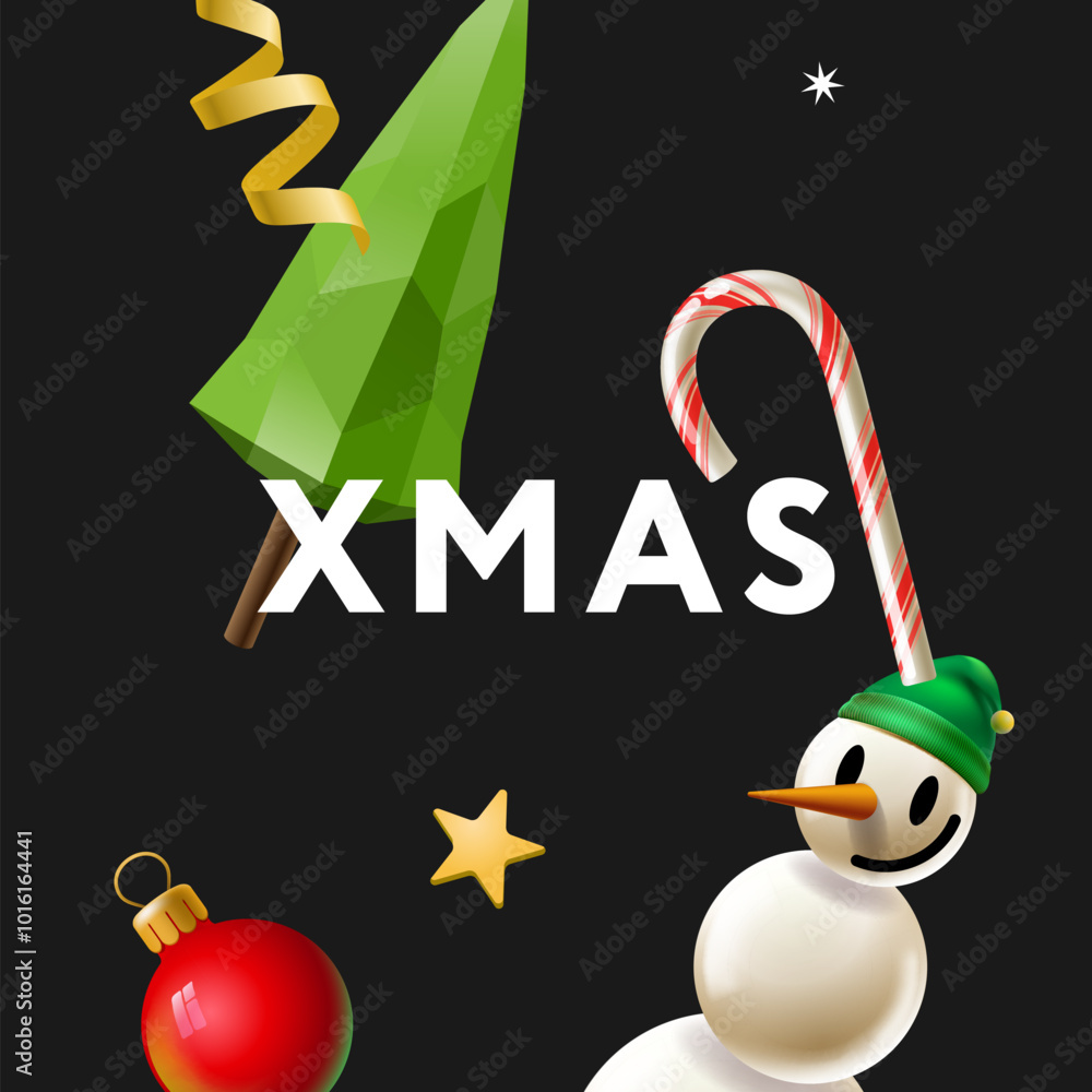 Fotografie Merry Christmas greeting card vector poster