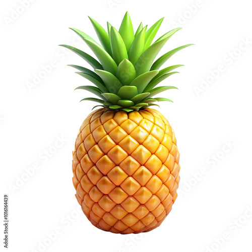 3d pineapple icon isolated on transparent and white background photo