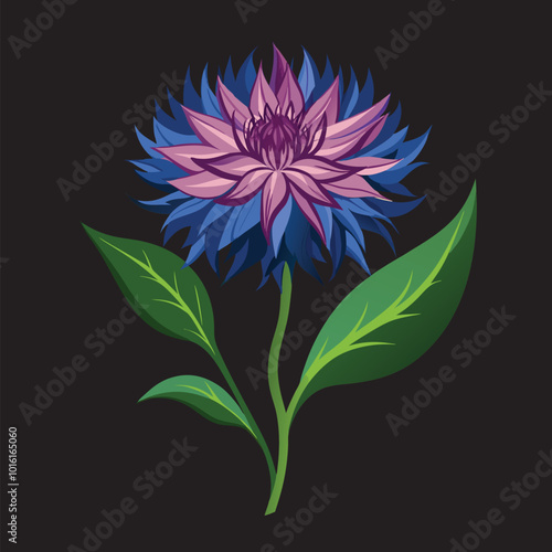 How To make bachelor button flowers Vector 3D Image.