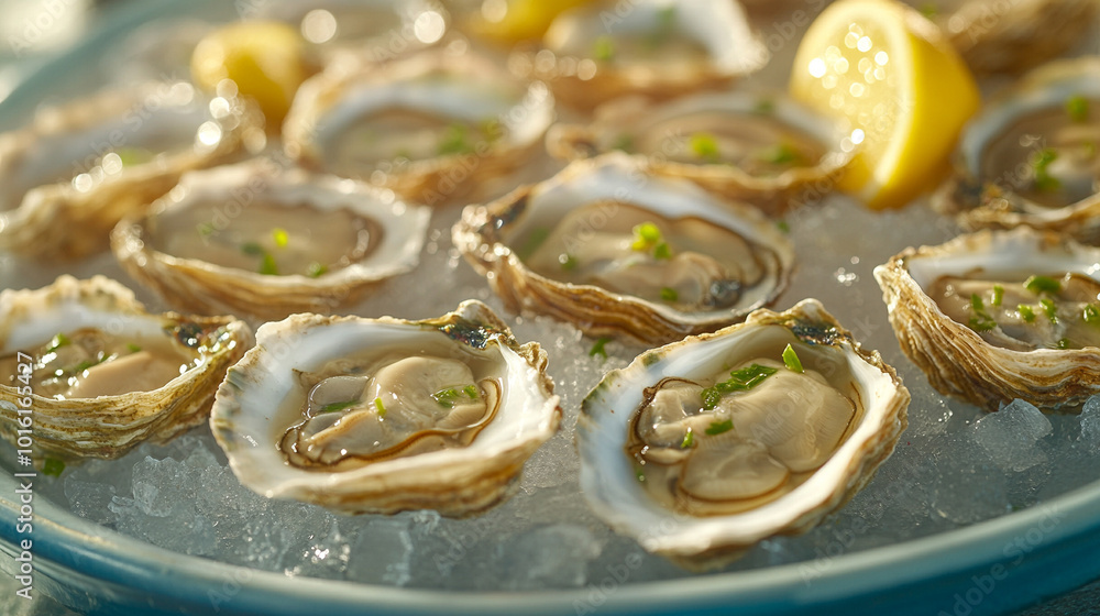 platter of fresh oysters rests invitingly on a rustic table at a harbor-side restaurant. The scene captures the essence of coastal dining, symbolizing freshness, community, and indulgence platter of fresh oysters rests invitingly on a rustic table at a harbor-side restaurant. The scene captures the essence of coastal dining, symbolizing freshness, community, and indulgence