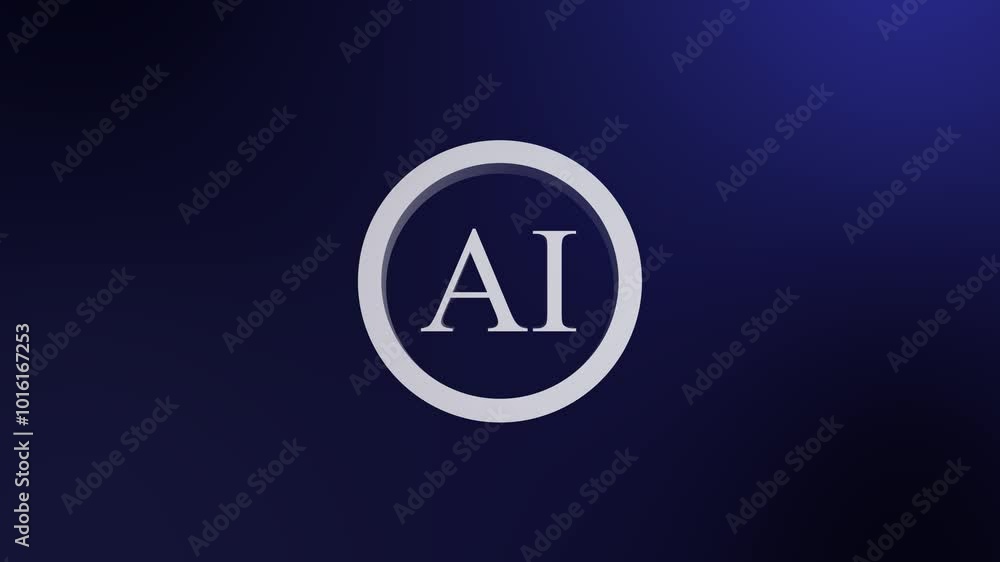 3D AI text rotate animation on deep blue background 3D AI text rotate animation on deep blue background