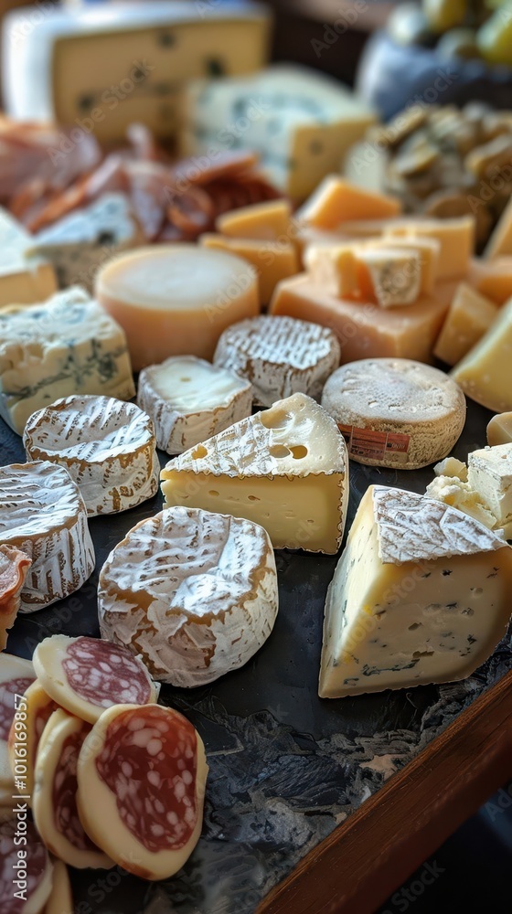 Artisanal cheese platters with a variety of textures, artistic and flavorful, Culinary, Soft tones, Photograph, Gourmet cheese Artisanal cheese platters with a variety of textures, artistic and flavorful, Culinary, Soft tones, Photograph, Gourmet cheese