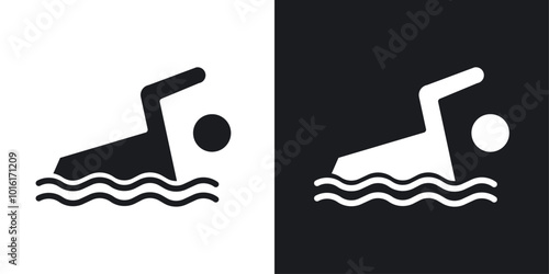 Swimming solid vector icon pack