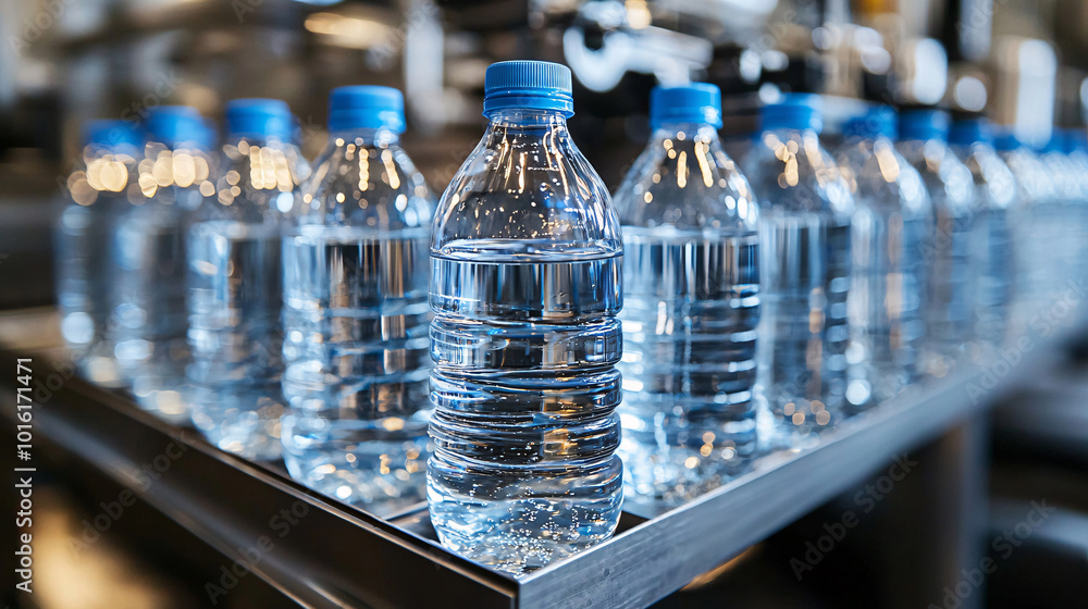 Modern bottling plant with a clean and efficient production line for fresh mineral water Modern bottling plant with a clean and efficient production line for fresh mineral water