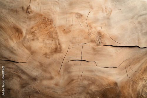 Close-up of cracked and textured wooden surface showing natural grain patterns and knots.