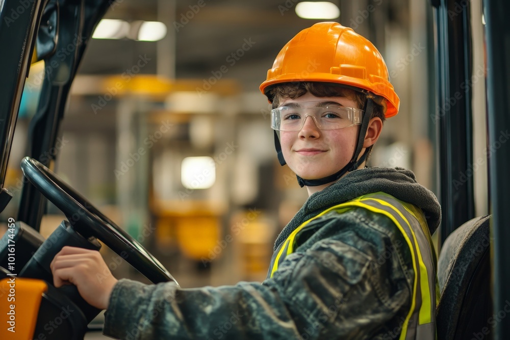 A young male operator in a hard hat and goggles skillfully navigates a forklift through a busy warehouse, emphasizing precision and safety in industrial operations. A young male operator in a hard hat and goggles skillfully navigates a forklift through a busy warehouse, emphasizing precision and safety in industrial operations.