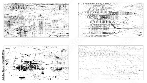 Square Overlay texture with the effect of antiquity, Grunge vector texture of spilled sauce or smeared black paint. Liquid ink pattern with surface tension effect